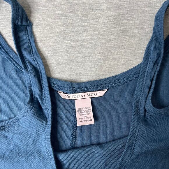 Victoria’s Secret Midnight Sea Blue Ribbed Modal Long Slip Dress - Picture 5 of 12